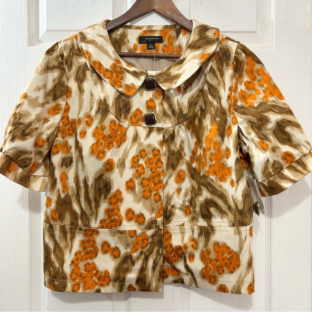 Josephine Women's Orange and Tan Patterned Jacket. Plus Size 16 NWT Boho Y2K